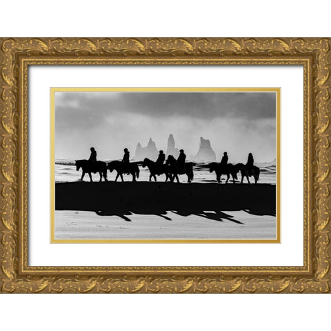 Lights and shadows in magical Iceland Gold Ornate Wood Framed Art Print with Double Matting by Tamajo, Massimo