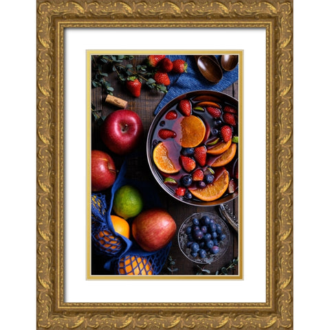 Sangria Table Gold Ornate Wood Framed Art Print with Double Matting by Aoki, Juri