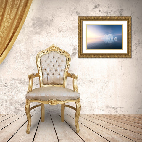 Red sail and blue ice Gold Ornate Wood Framed Art Print with Double Matting by Jiao, Yang