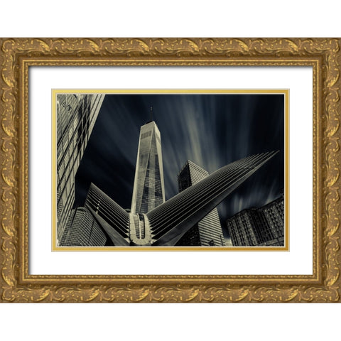 World Trade Center Gold Ornate Wood Framed Art Print with Double Matting by abu milad, Emil