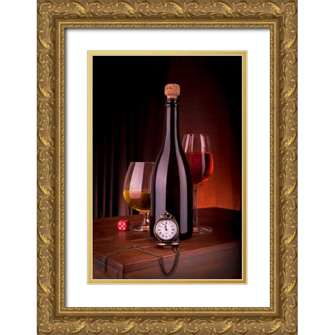 Still Life Art Gold Ornate Wood Framed Art Print with Double Matting by Dhuper, Sumit