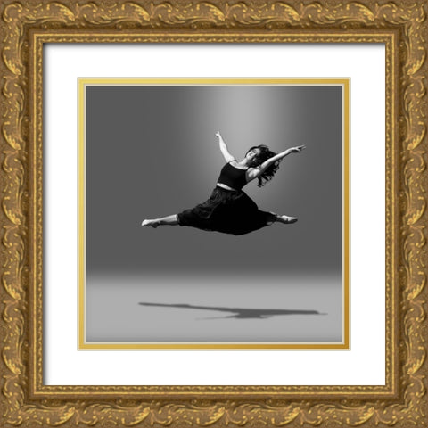 Straight Leap Gold Ornate Wood Framed Art Print with Double Matting by Wang, Bill