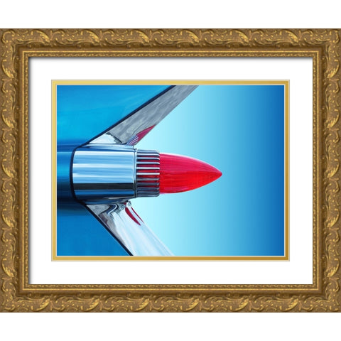 Us Classic Car Sedan Deville 1959 Tail Fin Abstract Gold Ornate Wood Framed Art Print with Double Matting by Gube, Beate