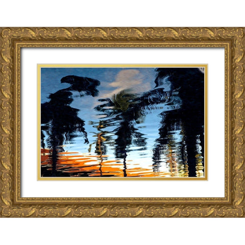 Palm Reflections Gold Ornate Wood Framed Art Print with Double Matting by Mossholder, Tim