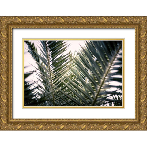 Palm Branches Gold Ornate Wood Framed Art Print with Double Matting by Mossholder, Tim
