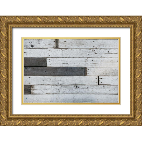 Wood Planks Gold Ornate Wood Framed Art Print with Double Matting by Mossholder, Tim