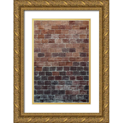 Brick Wall Gold Ornate Wood Framed Art Print with Double Matting by Mossholder, Tim