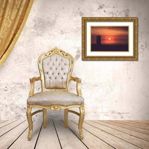 Orange Airport Gold Ornate Wood Framed Art Print with Double Matting by Mossholder, Tim
