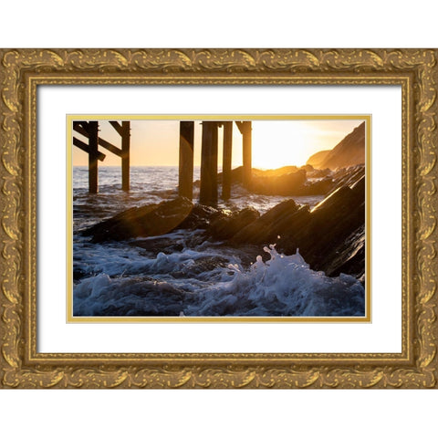 Coast at Sunset Gold Ornate Wood Framed Art Print with Double Matting by Mossholder, Tim