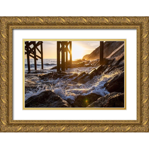 Coast at Sunset Gold Ornate Wood Framed Art Print with Double Matting by Mossholder, Tim