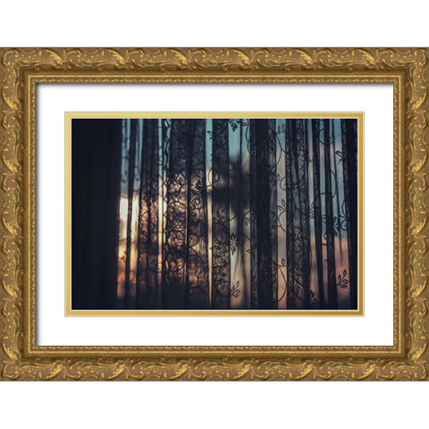 Lace Curtains Gold Ornate Wood Framed Art Print with Double Matting by Mossholder, Tim
