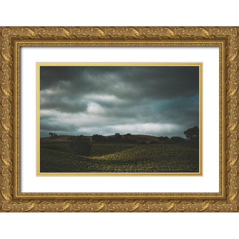 Hillside and Clouds Gold Ornate Wood Framed Art Print with Double Matting by Mossholder, Tim