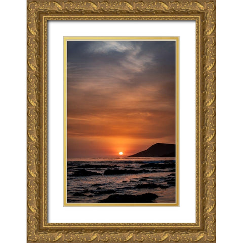 Orange Sunset Gold Ornate Wood Framed Art Print with Double Matting by Mossholder, Tim
