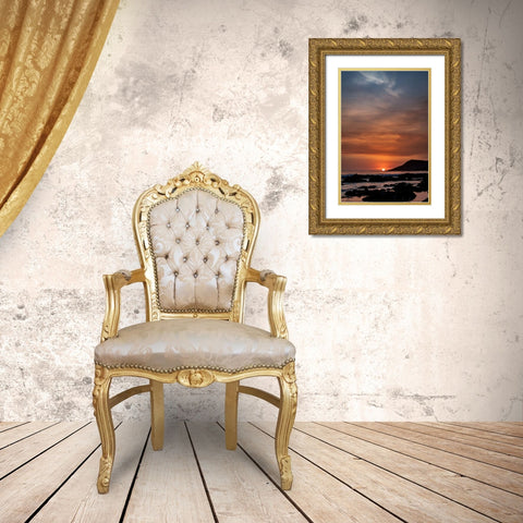 Orange Sunset Gold Ornate Wood Framed Art Print with Double Matting by Mossholder, Tim