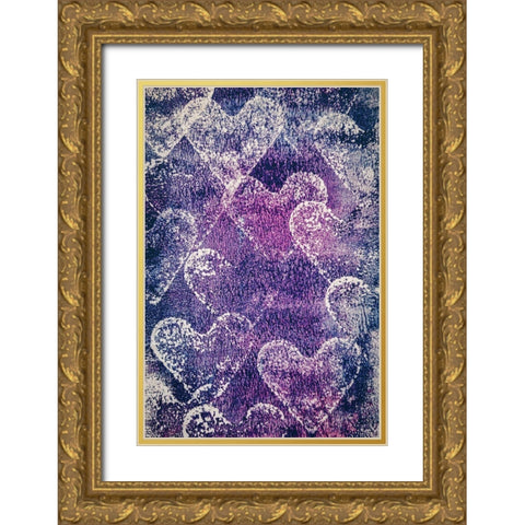 Painted Hearts Gold Ornate Wood Framed Art Print with Double Matting by Mossholder, Tim