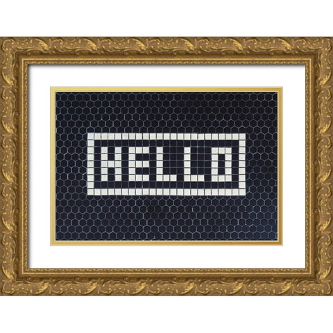 Hello Gold Ornate Wood Framed Art Print with Double Matting by Mossholder, Tim