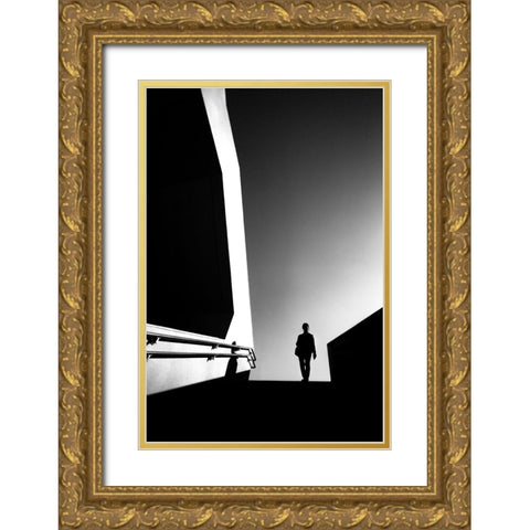 Abstraction Gold Ornate Wood Framed Art Print with Double Matting by Watanabe, Kentaro