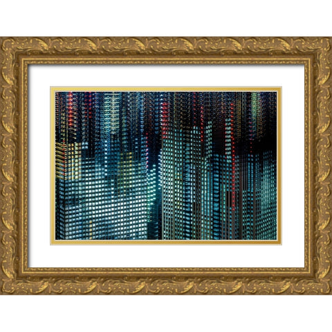 tokyo layers Gold Ornate Wood Framed Art Print with Double Matting by Makoto, Sasaki