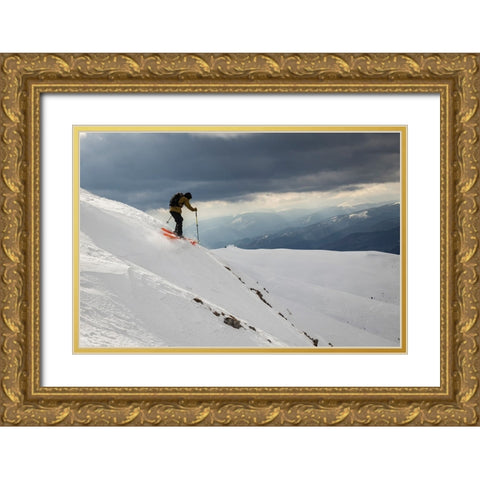 Freeride Ski Gold Ornate Wood Framed Art Print with Double Matting by Szabo, Attila