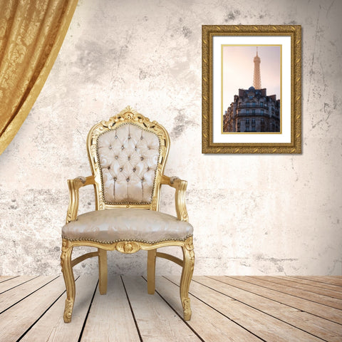 The Peeking Eiffel Gold Ornate Wood Framed Art Print with Double Matting by Chodus, Yochai