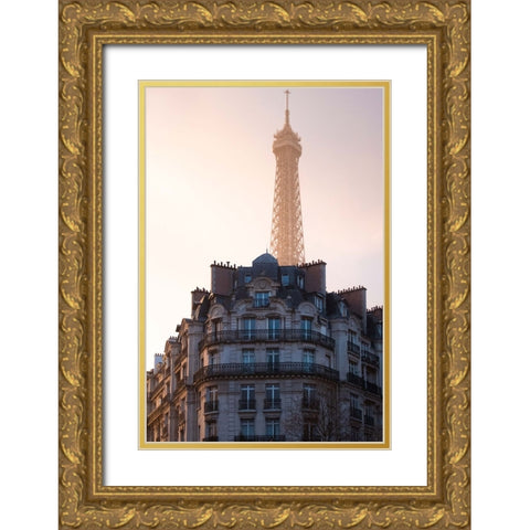 The Peeking Eiffel Gold Ornate Wood Framed Art Print with Double Matting by Chodus, Yochai