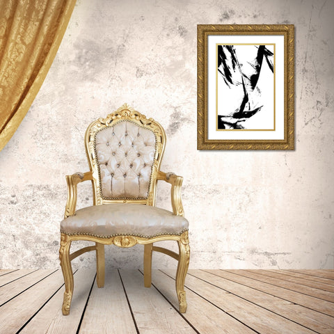 Feathery Streak Gold Ornate Wood Framed Art Print with Double Matting by Sawall, Anastasia