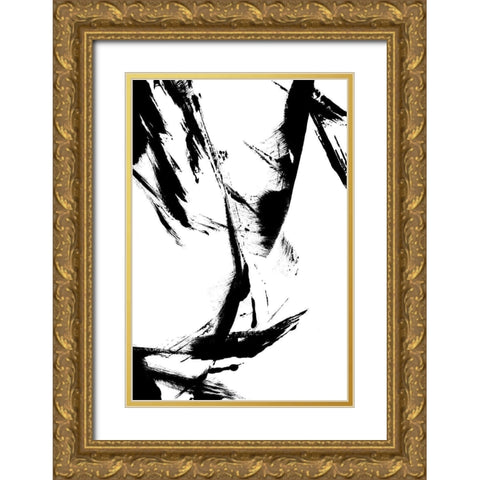 Feathery Streak Gold Ornate Wood Framed Art Print with Double Matting by Sawall, Anastasia