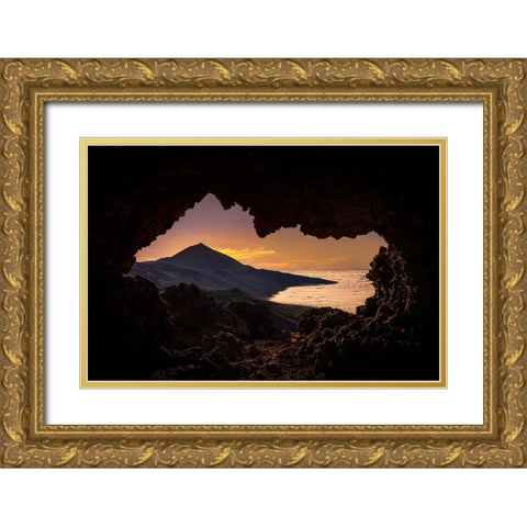 vulcano carve Gold Ornate Wood Framed Art Print with Double Matting by Inderst, Rainer