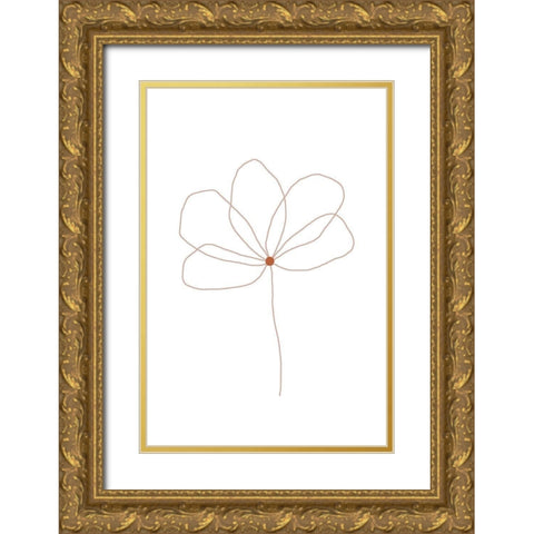 Line Flower Gold Ornate Wood Framed Art Print with Double Matting by Sawall, Anastasia