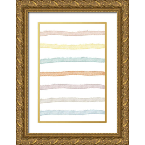 Colorful Lines Gold Ornate Wood Framed Art Print with Double Matting by Sawall, Anastasia