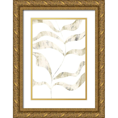 Textured Leaves Gold Ornate Wood Framed Art Print with Double Matting by Sawall, Anastasia