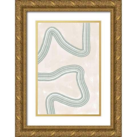 Abstracto Twist Gold Ornate Wood Framed Art Print with Double Matting by Sawall, Anastasia