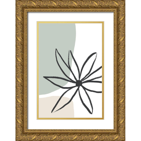 Flower Mint and Cream Gold Ornate Wood Framed Art Print with Double Matting by Sawall, Anastasia