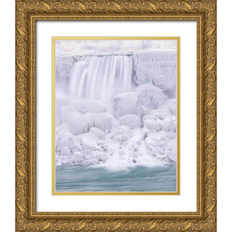 The Dreaming Frozen Waterfall Gold Ornate Wood Framed Art Print with Double Matting by Lu, Ling