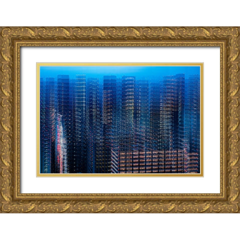 tokyo layers Gold Ornate Wood Framed Art Print with Double Matting by Makoto, Sasaki