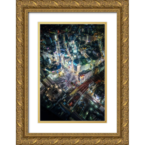 Tokyo Gold Ornate Wood Framed Art Print with Double Matting by Naka