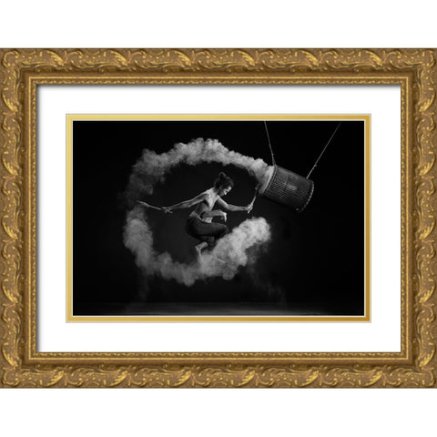 Flying Drum Gold Ornate Wood Framed Art Print with Double Matting by Widyantini, Rini