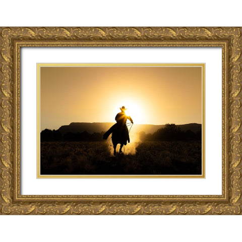The Cowboy Gold Ornate Wood Framed Art Print with Double Matting by Jacob, Matt