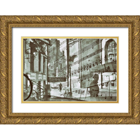 Music Is In The Air Gold Ornate Wood Framed Art Print with Double Matting by Pascale, Vincenzo