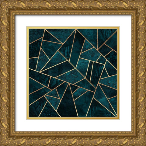 Deep Teal Stone Gold Ornate Wood Framed Art Print with Double Matting by Fredriksson, Elisabeth