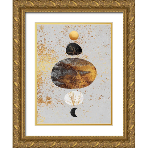 Sun And Moon Gold Ornate Wood Framed Art Print with Double Matting by Fredriksson, Elisabeth