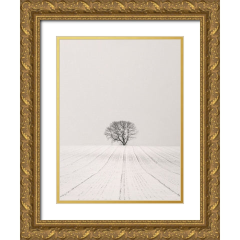 White Desert Gold Ornate Wood Framed Art Print with Double Matting by Weisbek, Lena