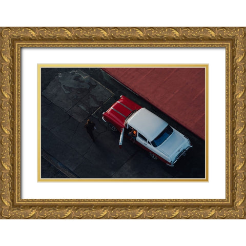 Red Gold Ornate Wood Framed Art Print with Double Matting by Al-Nasser, Nasser