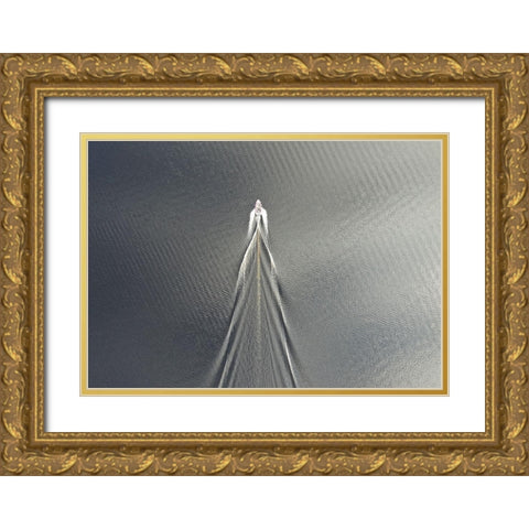 Usain Boat Gold Ornate Wood Framed Art Print with Double Matting by Cederberg, Marcus