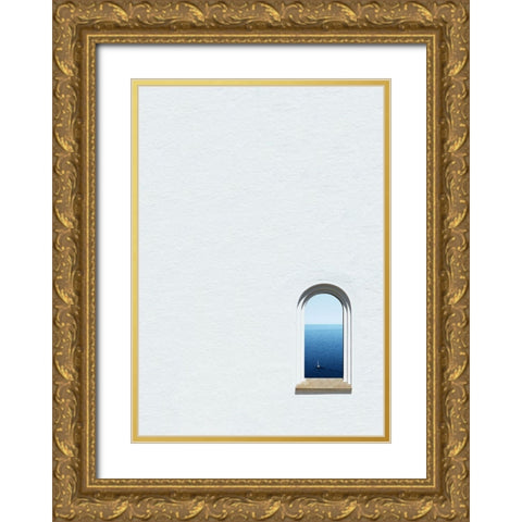 Ocean view white Gold Ornate Wood Framed Art Print with Double Matting by Cederberg, Marcus