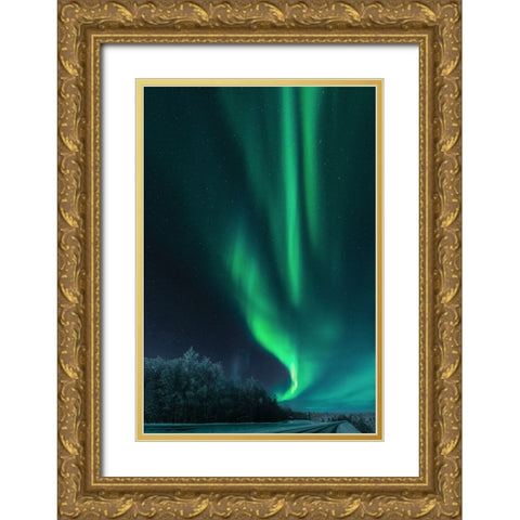 Polar Lights Gold Ornate Wood Framed Art Print with Double Matting by Rosenfeld, Haim