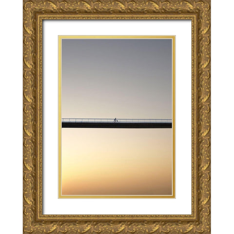 Biking home Gold Ornate Wood Framed Art Print with Double Matting by Cederberg, Marcus