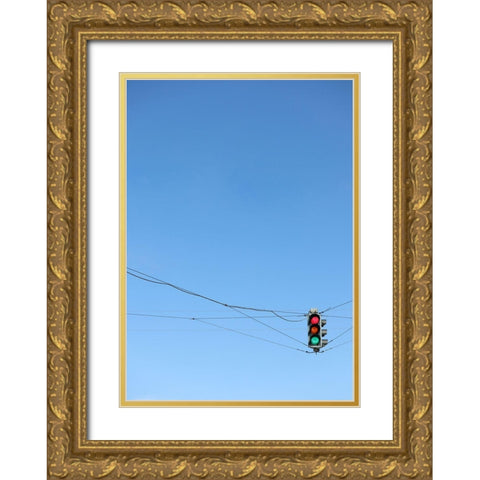 Stay or go Gold Ornate Wood Framed Art Print with Double Matting by Cederberg, Marcus