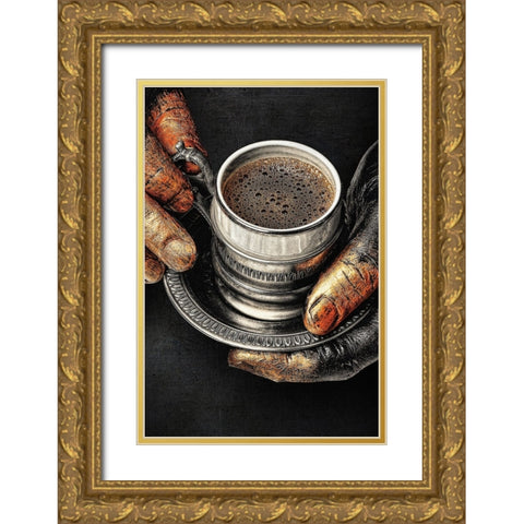Coffee Gold Ornate Wood Framed Art Print with Double Matting by Adrian Chis, Paul