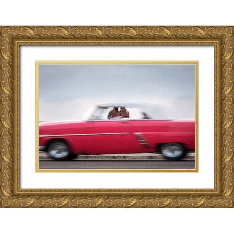 Thru The Window - Havana-Cuba Gold Ornate Wood Framed Art Print with Double Matting by Mirica, Dan